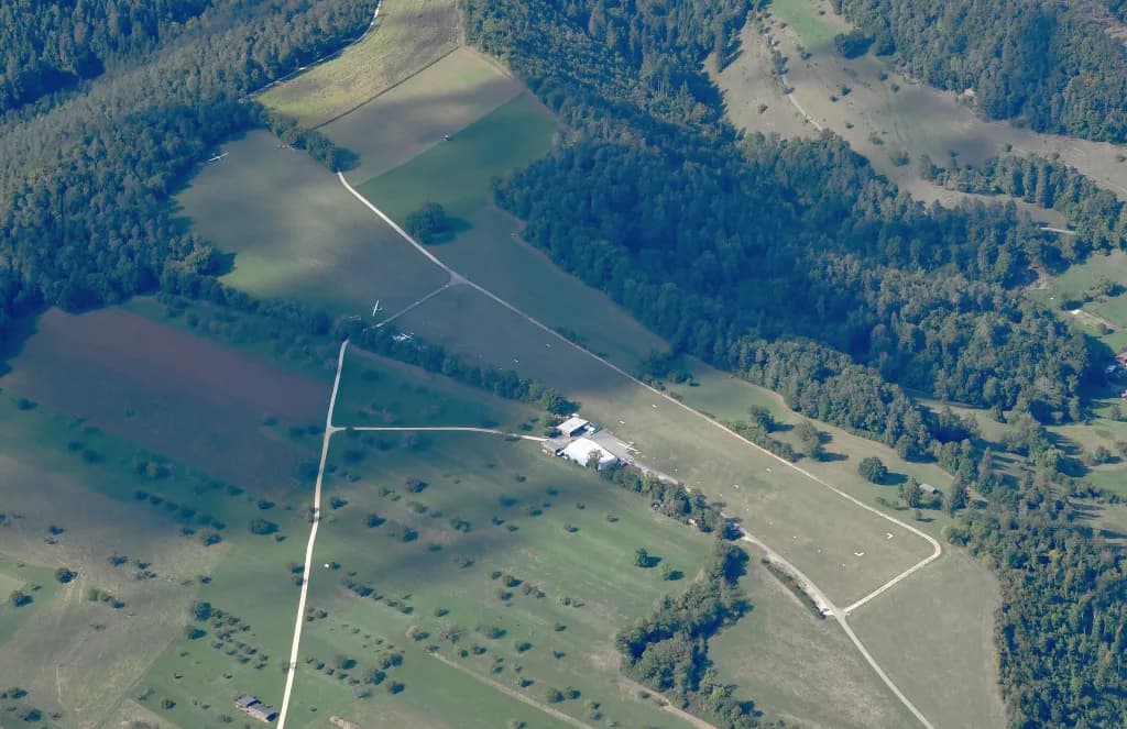Panorama infrastruktury portu Dittingen Airfield