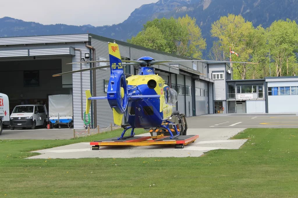 Panorama infrastruktury portu Balzers Heliport
