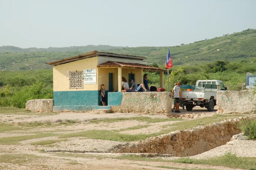 Panorama infrastruktury portu Anse-a-Galets Airport