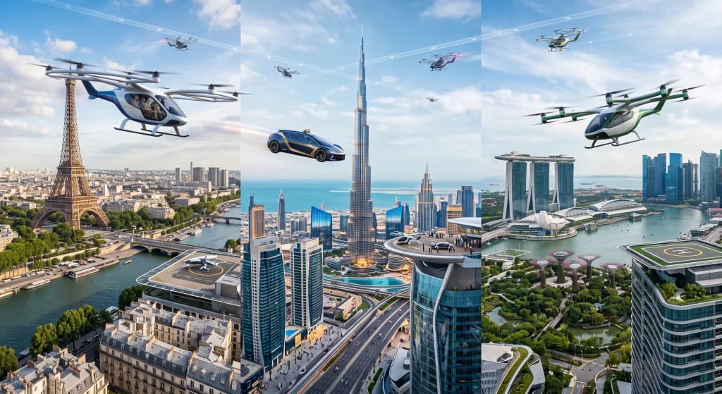 Taksówki powietrzne eVTOL: Paryż, Dubaj i Singapur w wyścigu UAM